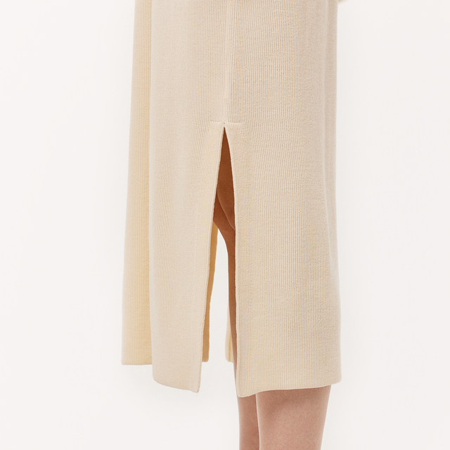
LESS spring polo collar dress for women casual loose long short sleeve knitted skirt 2O3G11230