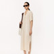 
LESS spring polo collar dress for women casual loose long short sleeve knitted skirt 2O3G11230