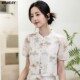 Highday Xuanri 2024 summer short-sleeved gentle top for women new Chinese elegant puff sleeve printed shirt ins