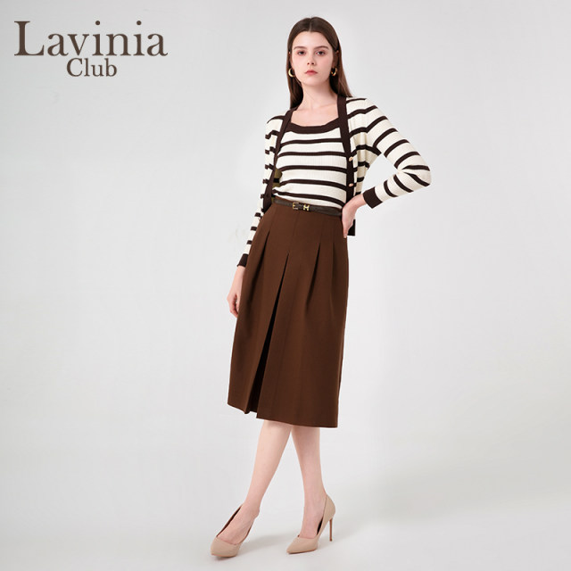 Lavinia professional commuting solid color suit skirt for women in spring and autumn new high-waisted slim drooping A-line skirt