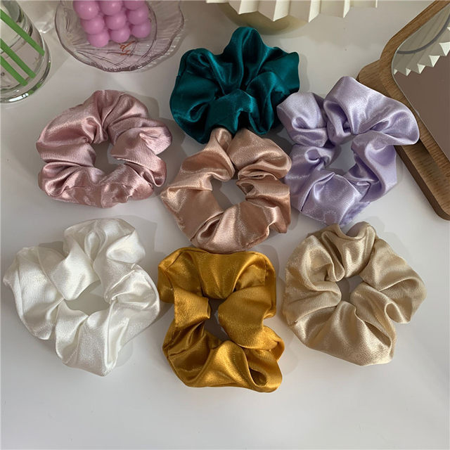 Retro French style big fat sausage ring colorful satin hair ring ball headband ins girl solid color sweet versatile headband