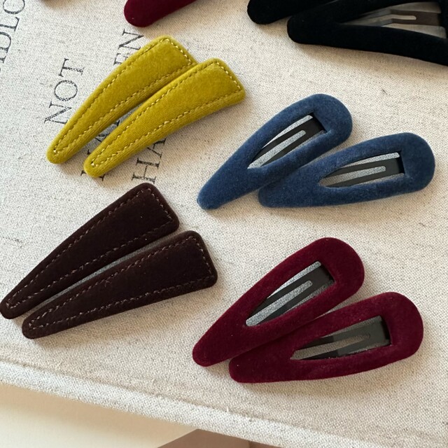 South Korea's Dongdaemun same style autumn and winter new velvet hand-made hairpin bangs clip basic side clip high-end broken hairpin