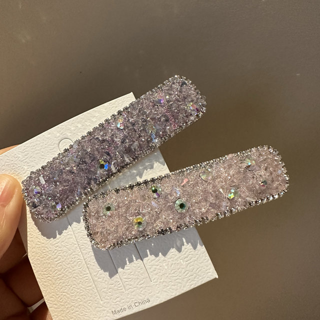 Korean new super flash crystal ice-transparent square hair clip bangs clip broken hair edge clip internet celebrity forehead pair hair clip clip clip