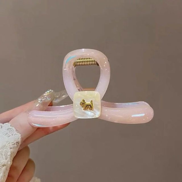 Korean new style pearlescent high-end gold label puppy clip temperament back head aurora shark clip ins hair accessories