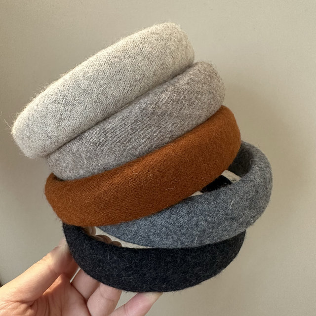 Autumn and winter new retro Korean woolen high skull wide-brimmed headband versatile simple going out headband hairpin hairpin
