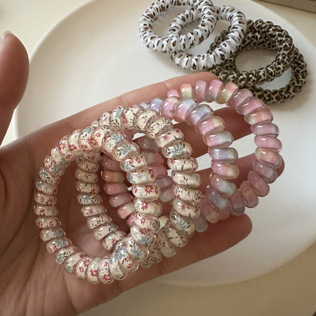 
Cute leopard print flower high resilience thick phone line hair loop durable no damage hair rope without marks hair rope rope rope rope