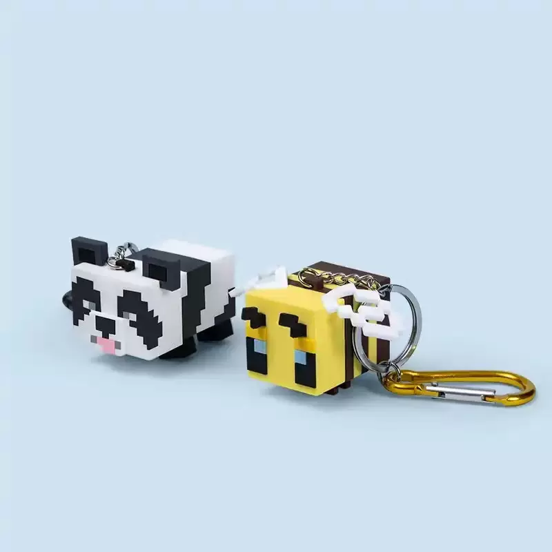 Minecraft我的世界玩具周边动物挂件钥匙扣熊猫蜜蜂礼物正版周边