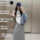 New summer skirt sports casual versatile straight-tube sweat skirt A-line skirt slit loose long skirt slightly fat
