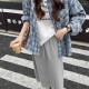 New summer skirt sports casual versatile straight-tube sweat skirt A-line skirt slit loose long skirt slightly fat

