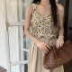 Pink floral suspender vest for women in summer sleeveless dopamine bohemian ethnic short loose top