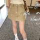 Khaki bow embroidered denim skirt for women in summer new high-waisted slim sweet A-line skirt anti-exposure short skirt
