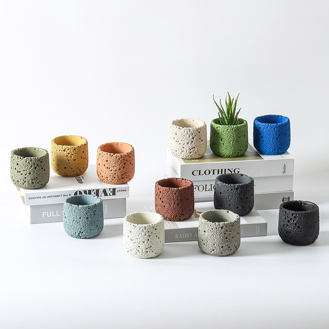 Jianyi Cement Flower Pot Nordic Style Simple Creative Pot Plant Green Plant Large Sandstone Volcanic Stone Natural Texture