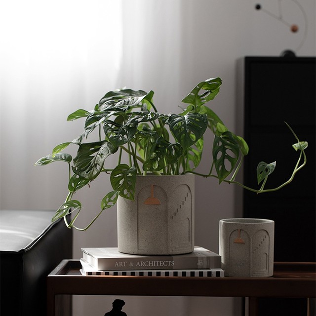 Cement flower pot simple creative personality green planting potted green spoofo and succulent medieval style creative flower pots 侘 水 水 水 水

