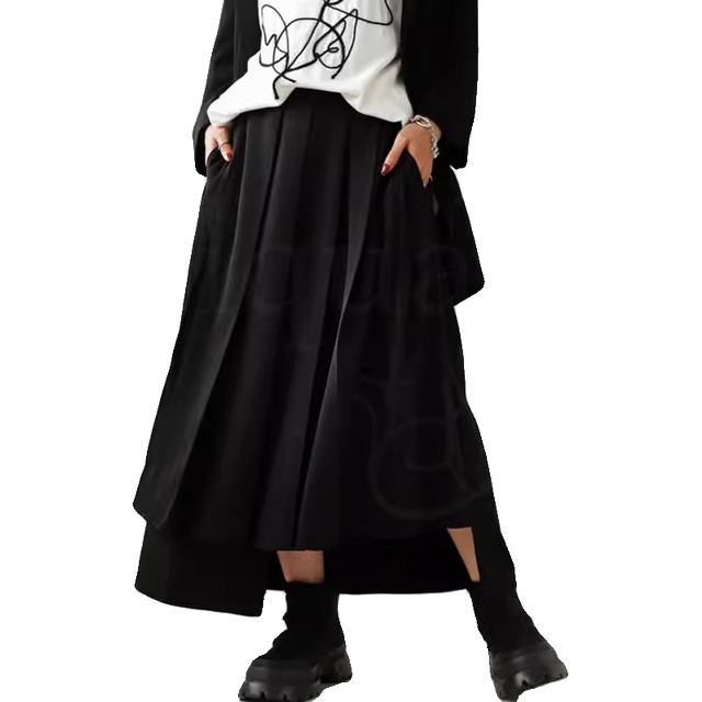 Exquisite three-dimensional cutting and high-end 2024 spring and summer new slim Japanese expensive brand asymmetric mid-length pleated skirt