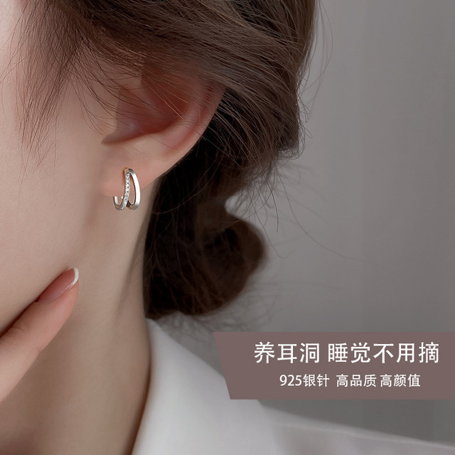 Miss Z 925 Silver Needle Double-Level Circle Earrings for Women Niche Temperament High-end Plain Earrings 2025 New Hot Model