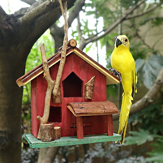 Outdoor bird nest garden courtyard layout landscape solid wood balcony yard garden decoration ornament simulated bird house bird nest
