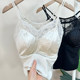 Fashionable sexy back perspective lace belt chest pad anti-exposure suspender women's young satin base vest G60