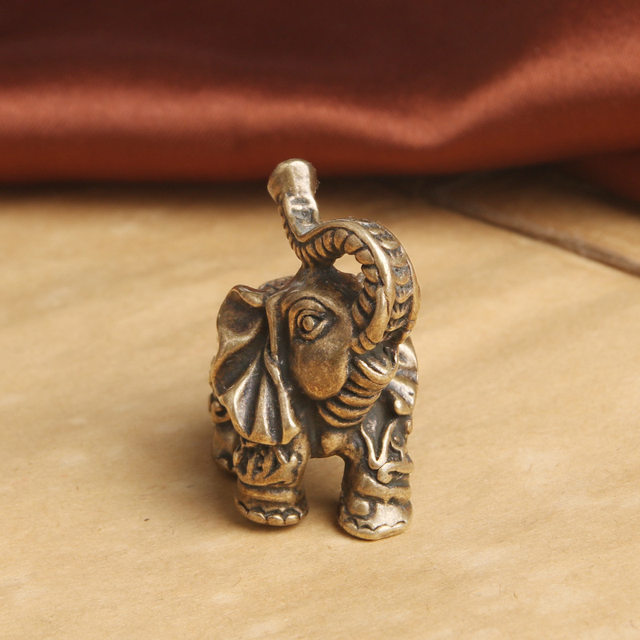 Pure Bronze Make Old Nafu Grand Elephant Couple Desktop Swing Home Feng Shui Play Tea Pets Old Copper
