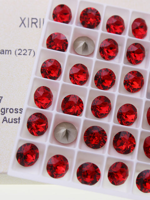 Shijia rhinestones 1088 pointed bottom round Austrian diamond 227 light red nail art jewelry pile drill ball handmade DIY with drill and repair drill