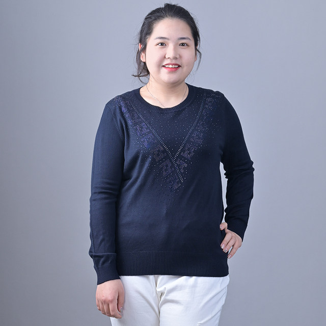 Fat Mrs. Plus Size Women's Clothing Autumn and Winter New Fashionable Knitted Round Neck Top Middle-Aged Mother Model 619304310