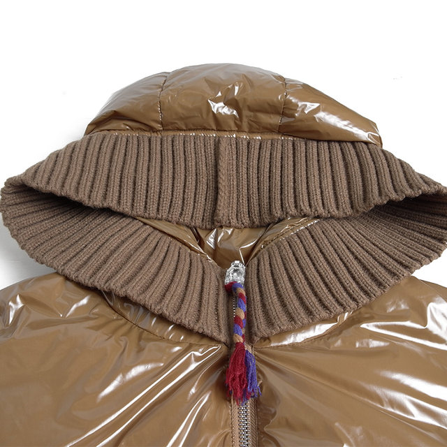 Fat Mrs. Plus Size Women's Winter New Knitted Sleeve Spliced ​​Down Jacket Short Hooded Warmth 921407110