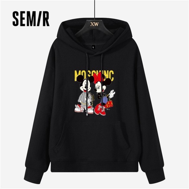 Semir hooded sweatshirt for women 2025 spring new pure cotton hoodie Korean loose cartoon Mickey top student jacket
