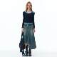 ziziFei American style irregular skirt mid-length high-waisted slim blue denim skirt for women
