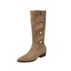 Maillard pointed toe pile boots for women's western cowboy boots 2025 autumn and winter new button high boots thick heel boots