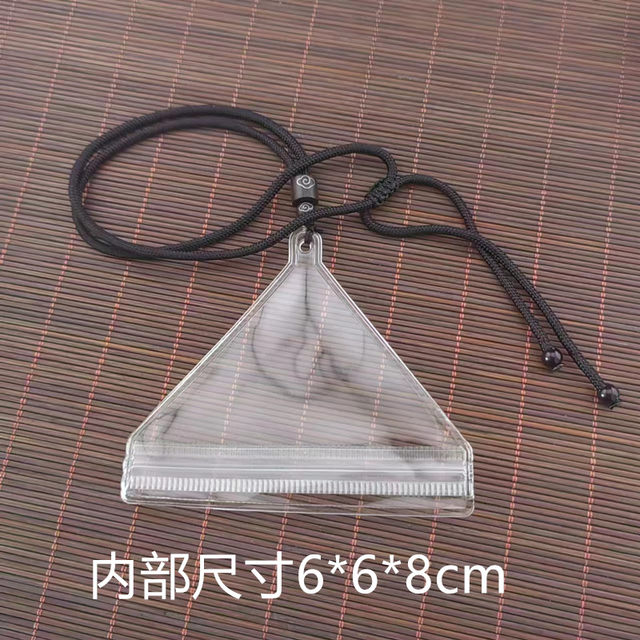 Triangular transparent waterproof and dustproof storage square lucky bag protective cover thickened safety bag with retractable lanyard