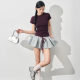 Andasaya double strap skirt pants miu sports puffy skirt short skirt black/heat