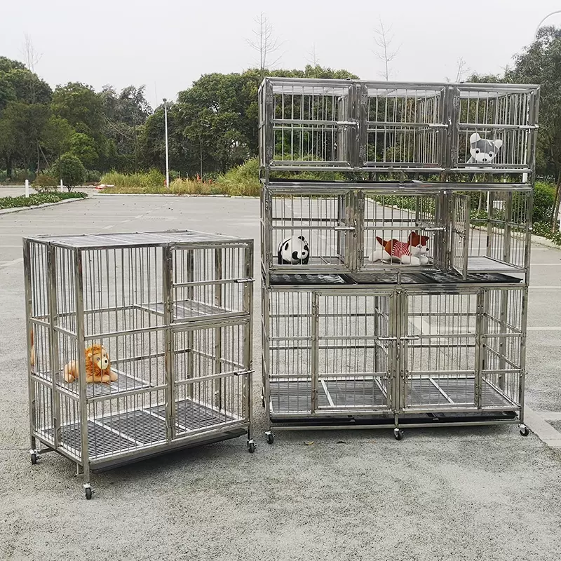 不锈钢实心钢筋繁殖狗笼多层多门大型犬中型犬小型犬宠物店寄养笼 Taobao