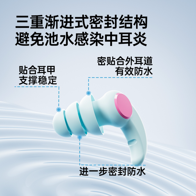 Special waterproof professional earplugs for swimming earplugs for waterproofing and waterproofing artifact for children's bathing nose clip silicone is not soundproofing for adults