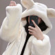 2025 autumn and winter new cute bear ear plush warm jacket for women plus velvet loose hooded jacket for women