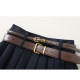 Meng Jia's same style pleated skirt 2024 winter new miu style college style double belt skirt high waist short skirt for women