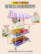 Folding stalls mobile small cart, net red night market display rack with ceiling promotional carts snack stalls shelves
