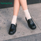 Hot-wind loafers women's 2025 autumn new soft sole shoes retro British style black leather shoes women's shoes