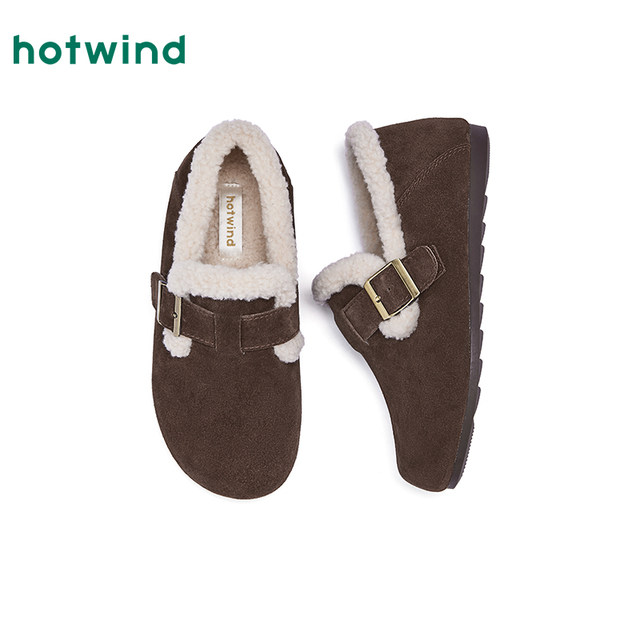 Hot Air Velvet Birkenstock Shoes 2025 Winter New Brown Retro Furry Shoes Versatile Cotton Shoes Casual Women's Shoes