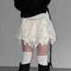 ROCKMORE solid color lace spliced ​​pleated skirt versatile and irregular short skirt