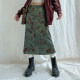 ROCKMORE retro artistic vintage printed scented skirt niche wave edge straight midi skirt

