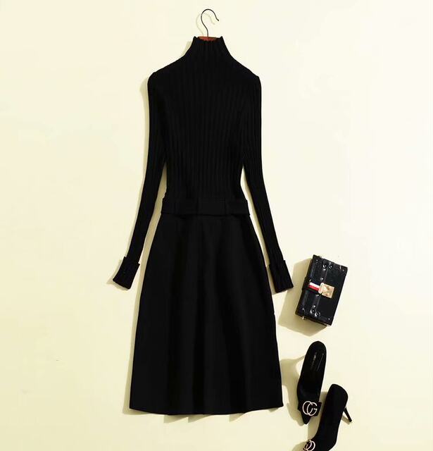 2025 [Aisi Dress Women] Autumn and winter imitation cashmere gentle temperament women's high-end knitted skirt  with coat
