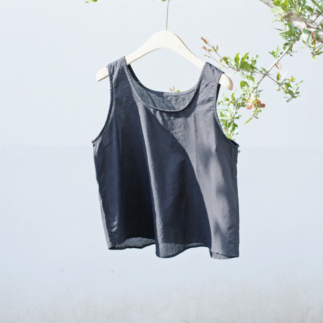 Thin pure cotton Japanese style literary women's clothing solid color sleeveless home base vest suspender spring and summer versatile layering vest