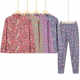 Middle-aged and elderly women's thermal underwear, grandma's autumn clothes and autumn trousers set, mother's floral home clothes, thickened pajamas, autumn and winter