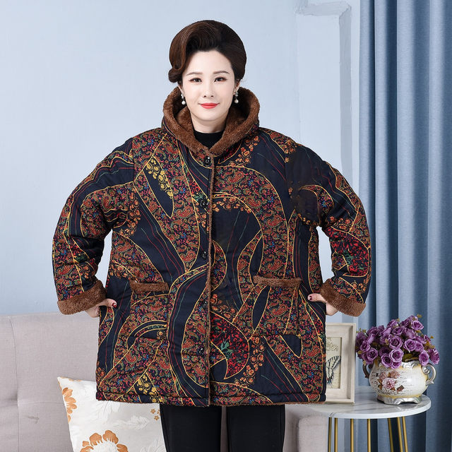 Old lady's fat cotton-padded coat, women's plus size old lady's padded coat, fattened and thickened 200Jin [Jin equals 0.5kg] 50-6070 years old