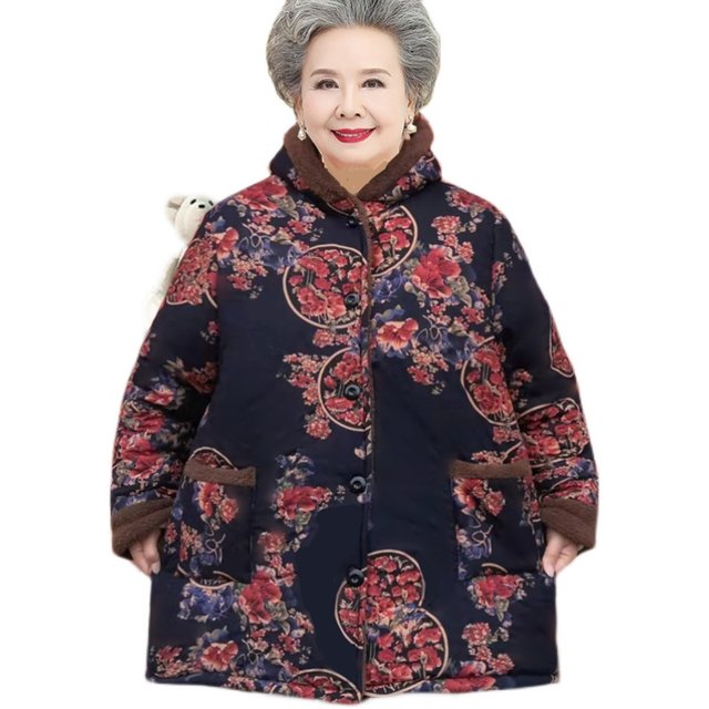 Old lady's fat cotton-padded coat, women's plus size old lady's padded coat, fattened and thickened 200Jin [Jin equals 0.5kg] 50-6070 years old