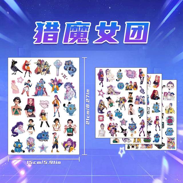 
Cross-border new product Witch Hunter Girl Group tattoo stickers Zoe Mira K-Pop animation popular girl group and male group tattoo stickers
