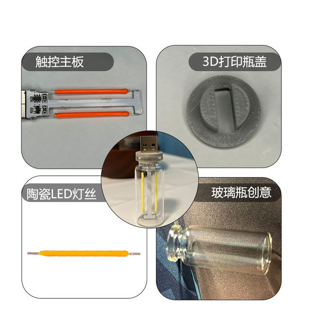 USB night light new touch bedside car atmosphere light ceramic LED glass bottle creative DIY romantic mini