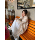 Luo Luosuke white denim outer female 2024 new printed early spring wear coat small and short jacket