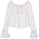 Luoluo style French white shirt women's 2024 new spring lace lace splicing design top for women