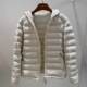 2024 Winter new thin and light hat outdoor down jacket female solid color yoga 90 white duck down warm jacket
