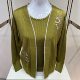 Noble knitted sweater two-piece set mother's suit embroidered shirt suit middle-aged and elderly women's loose large-size jacket thin